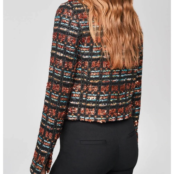Smythe Metallic Tweed Multicolor Notch Collar Cropped Boxy Jacket Size - Picture 2 of 8